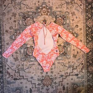 Jolyn Lennon One Piece Surf Long Sleeve Swim Suit Beach Summer Floral UPF Medium
